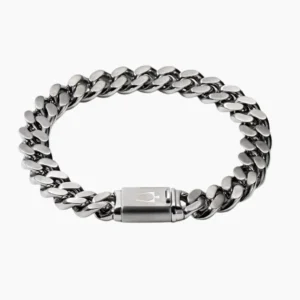 Men’s Classic Stainless Steel Chain Link Bracelet with Clasp Closure